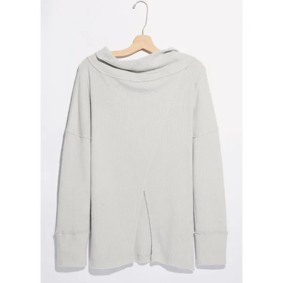 NWT Free People Juicy Ribbed Long Sleeve / Grey Opal - Picture 4 of 5